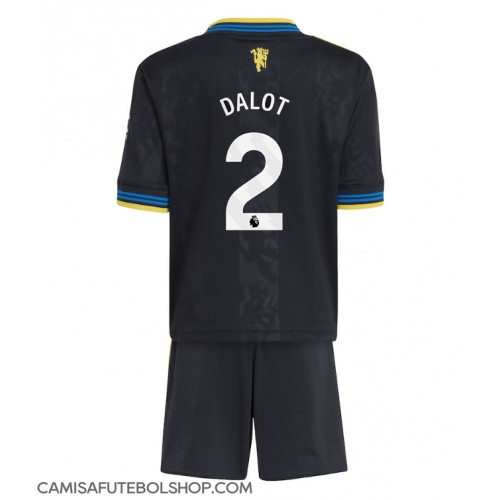 Camisa de time de futebol Manchester United Diogo Dalot #2 Replicas 3º Equipamento Infantil 2025-26 Manga Curta (+ Calças curtas)